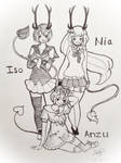 contest entry: Nia, Iso, Anzu by DinoCat-Princess