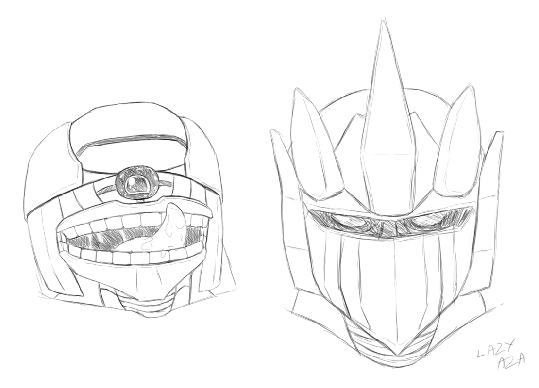 Psylo and Evalor headshot roughs