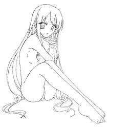 Lineart: Long haired girl