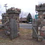 Stone Fence Wood Gate 1