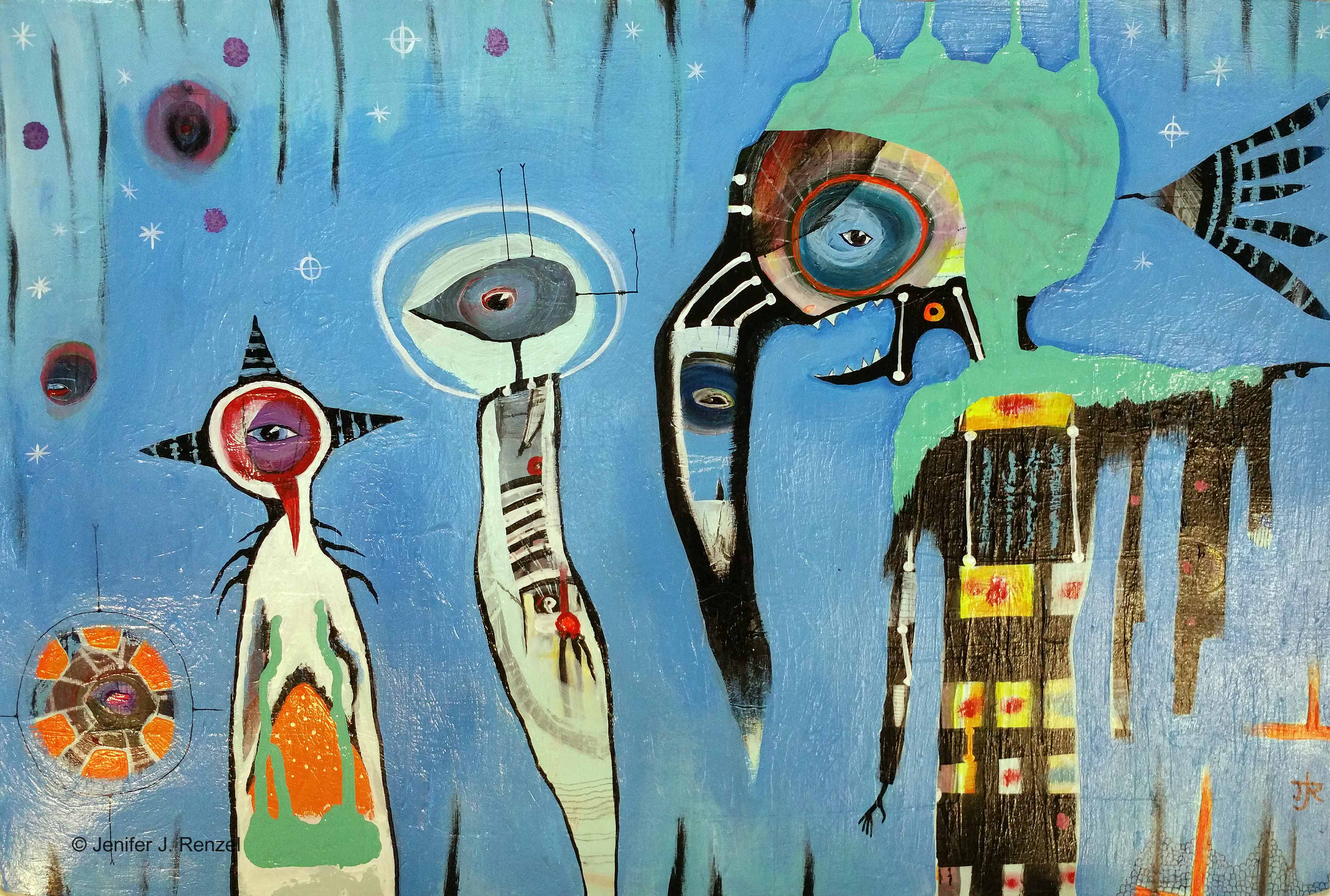 Outsider Art Painting: Totem Pointing East