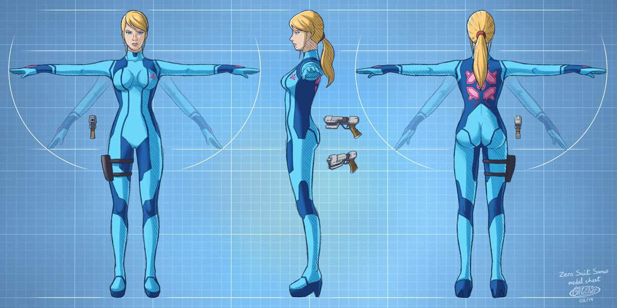 Zero Suit Samus model  sheet  by glitcher on DeviantArt