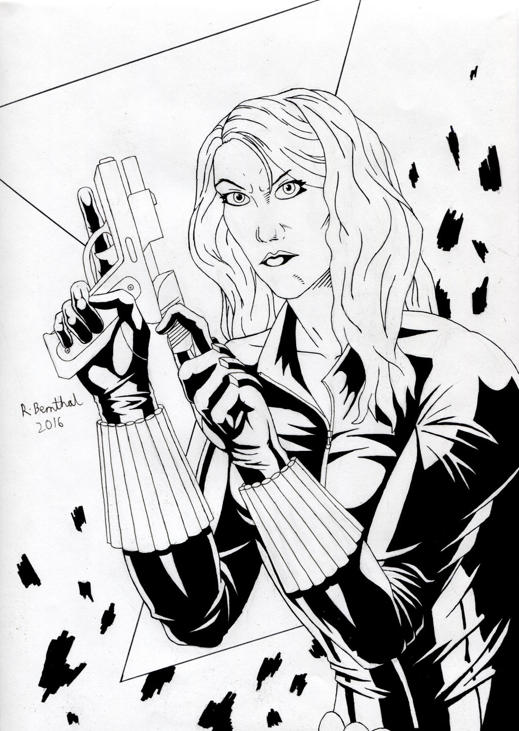 Black Widow Lineart May 2016 by Bobalob93 on DeviantArt