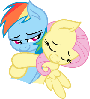 Fluttershy Hugs Rainbow Dash