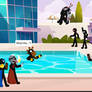 Playing swimming