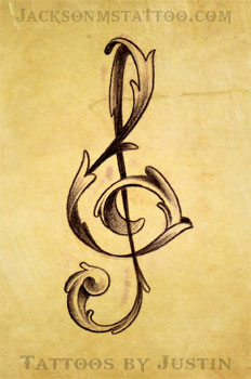 treble clef tattoo by Justin Jackson MS