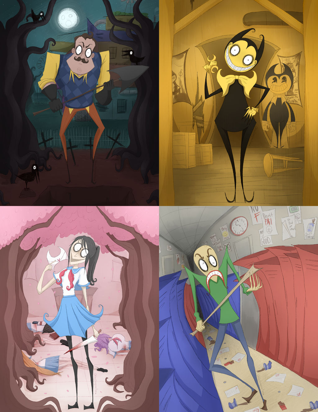 pix Deviantart Tim Burton Drawing Style indie horror games in the tim burton