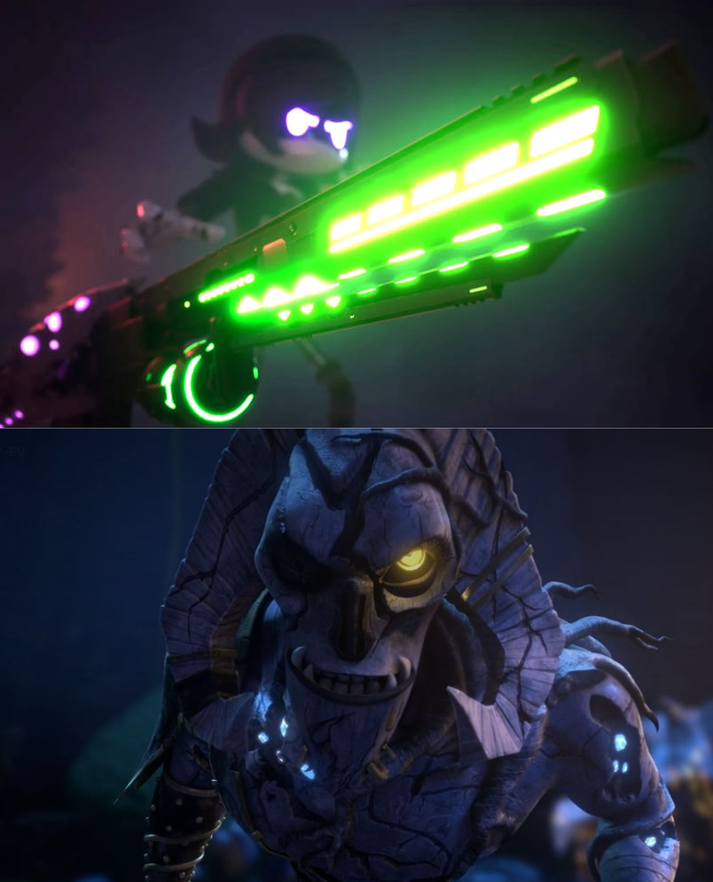 Murder drones vs Villains:Uzi vs Angor Rot