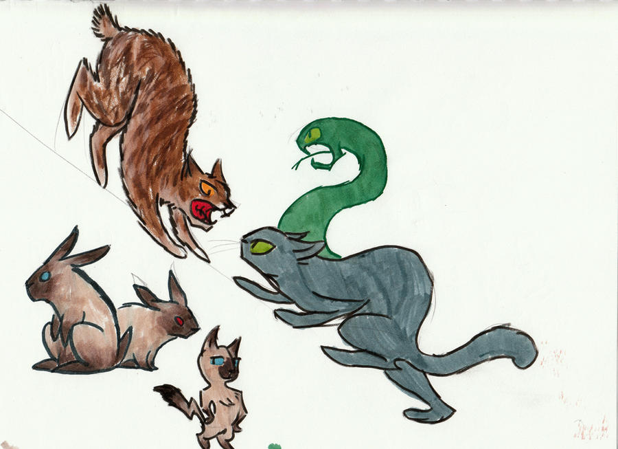 Kitty Riding Snake Crouching kitty hidden snake by whatpipeswhy on DeviantArt