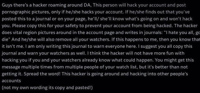 Hacker warning