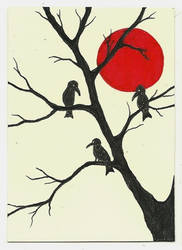 Red Moon and Crows