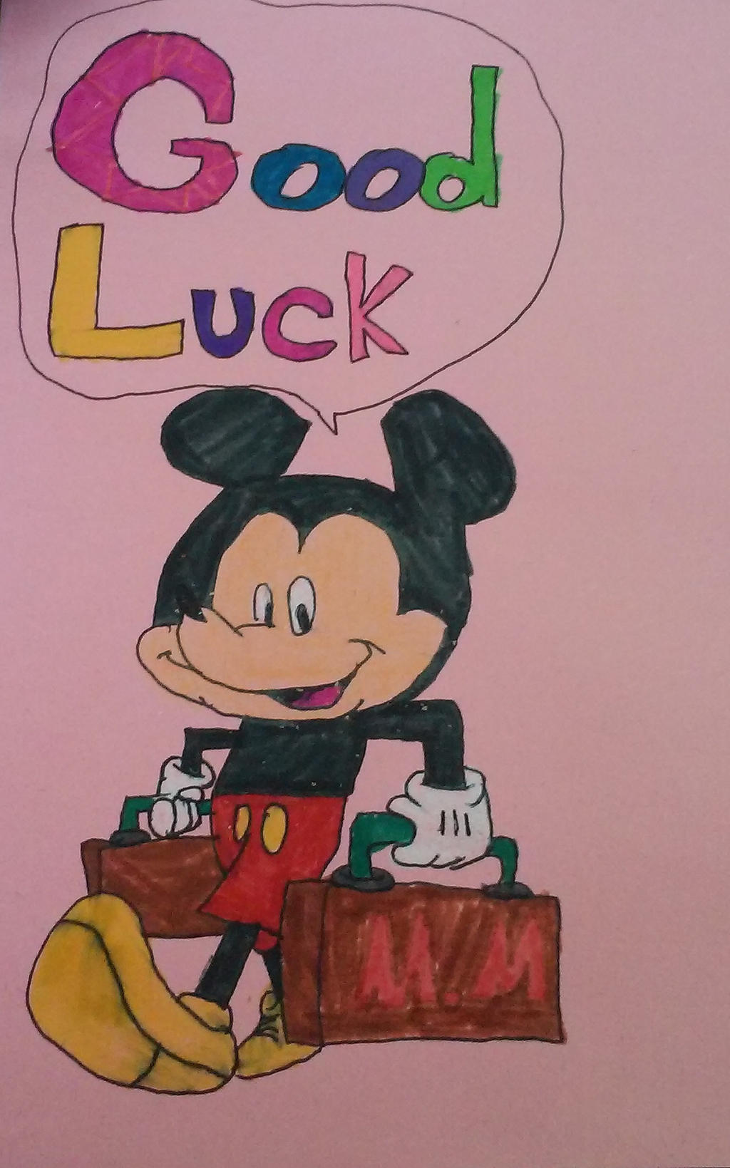 Mickey says good luck by maizie0201 on DeviantArt