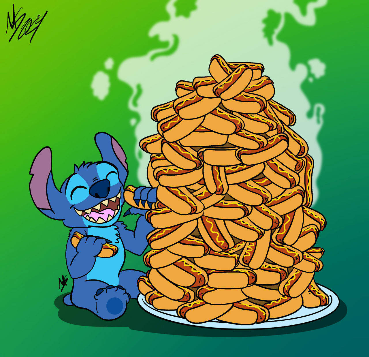 Stitch Diners Stitch Eating Hot Dogs by maizie0201 on DeviantArt