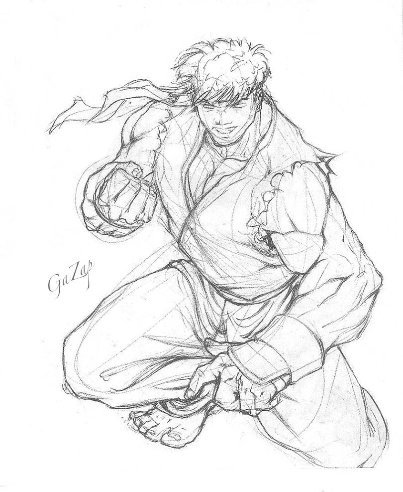 Drawing Practice Ryu RYU sketch by ga-zap on DeviantArt