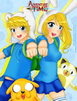 Finn and Jake with Fionna and Cake