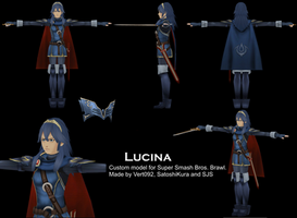 Lucina custom 3D model for Super Smash Bros. Brawl