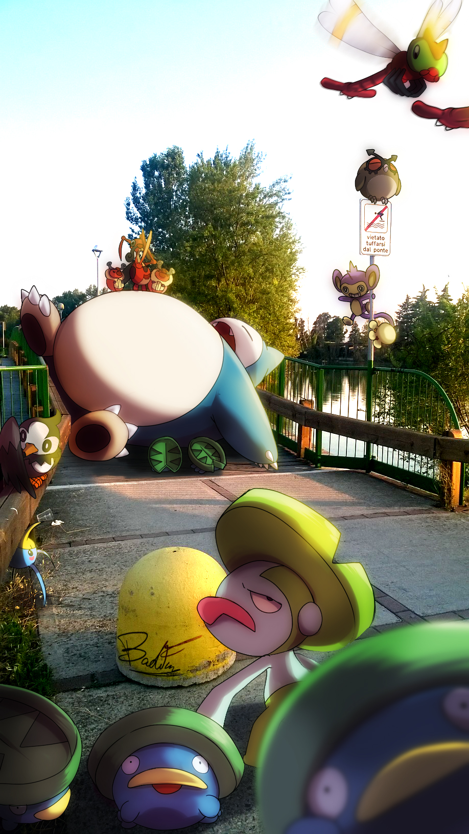 Pokemon Go - traffic on the bridge