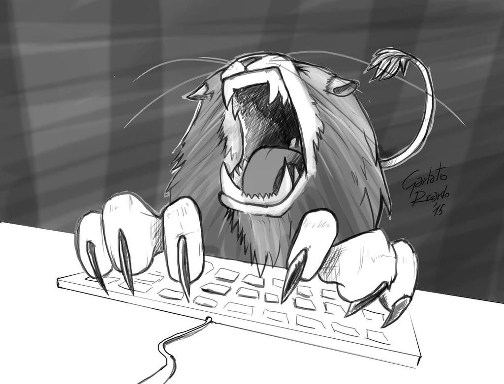 Lion Rabbit Keyboard Lion behind the keyboard by Ditoni on DeviantArt