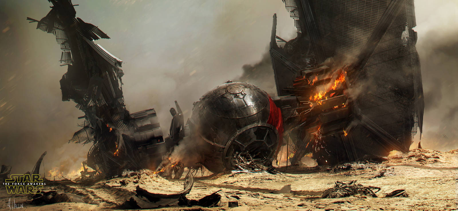 Star Wars: The Force Awakens - Crashed TIE fighter by AndreeWallin