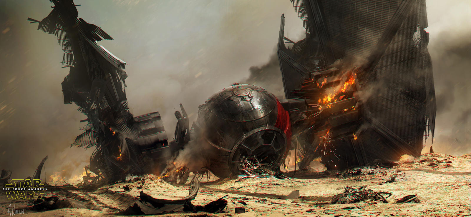 Star Wars: The Force Awakens - Crashed TIE fighter by AndreeWallin
