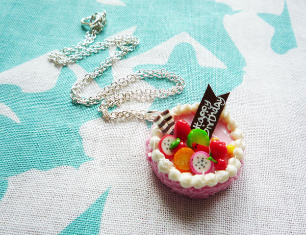 Strawberry Fruit Cake Necklace