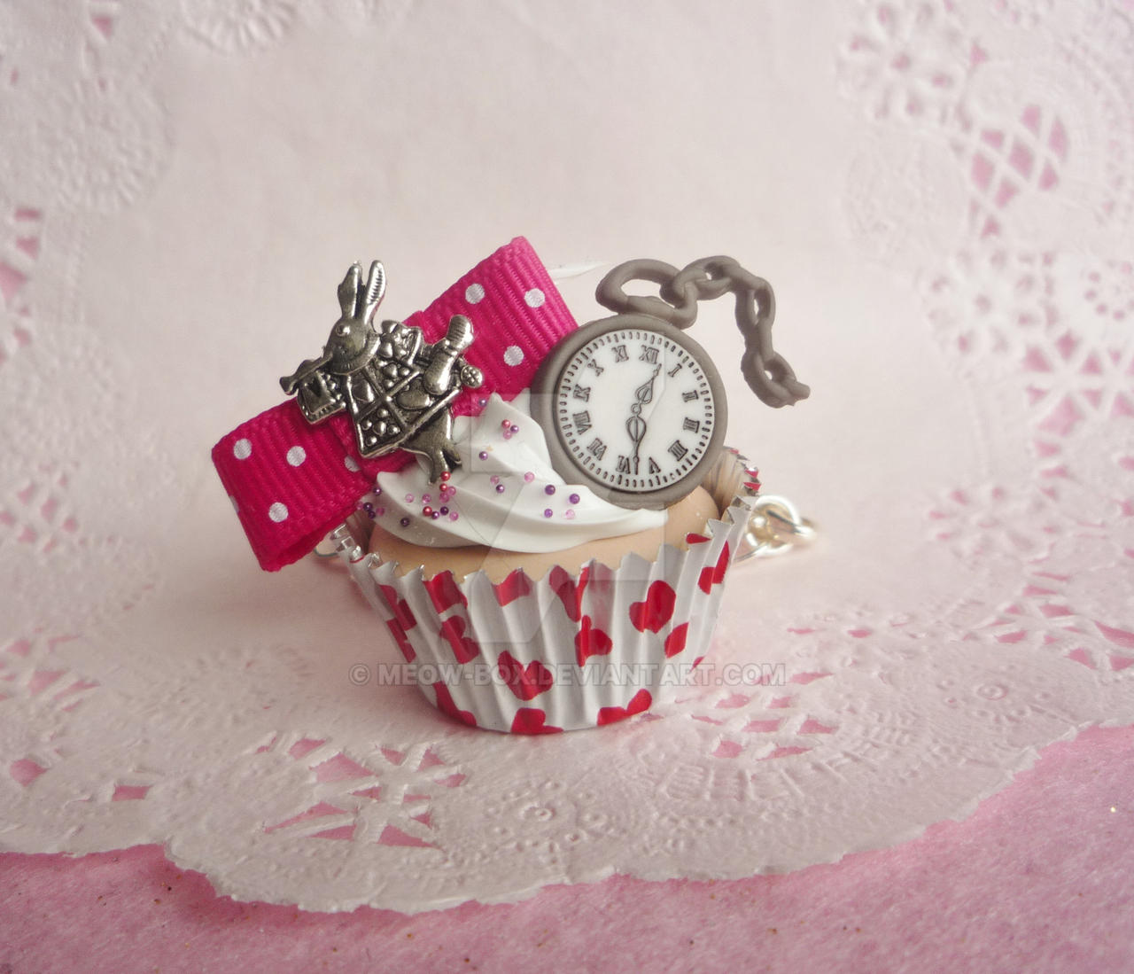 Alice in Wonderland Red Cupcake Necklace