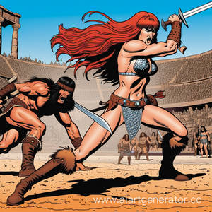 Red Sonja Turns Away After Stabbing Conan The Barb