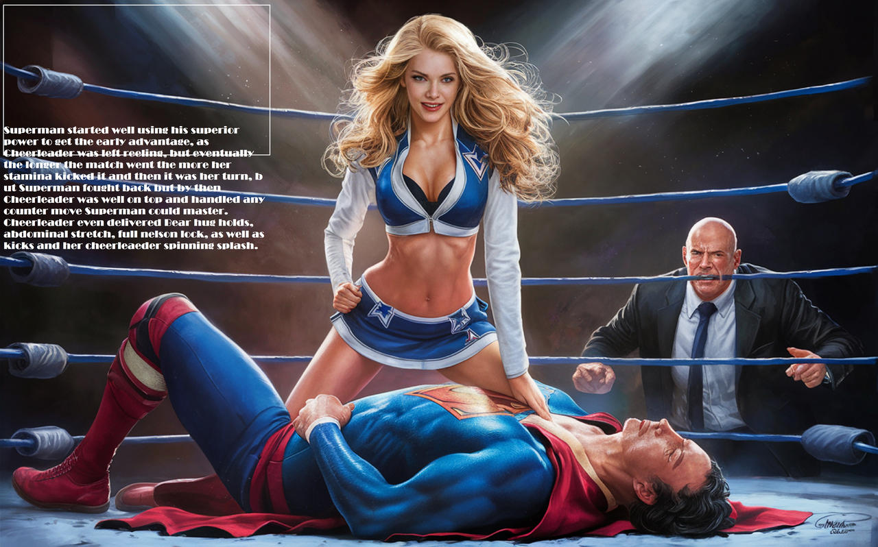 Sexy Cheerleader Pins Superman