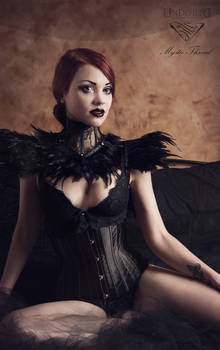 Corset, feathered neck corset and shoulder pads