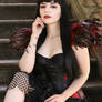 Red black feather shoulder pads