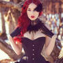 Black lace feathered neck corset