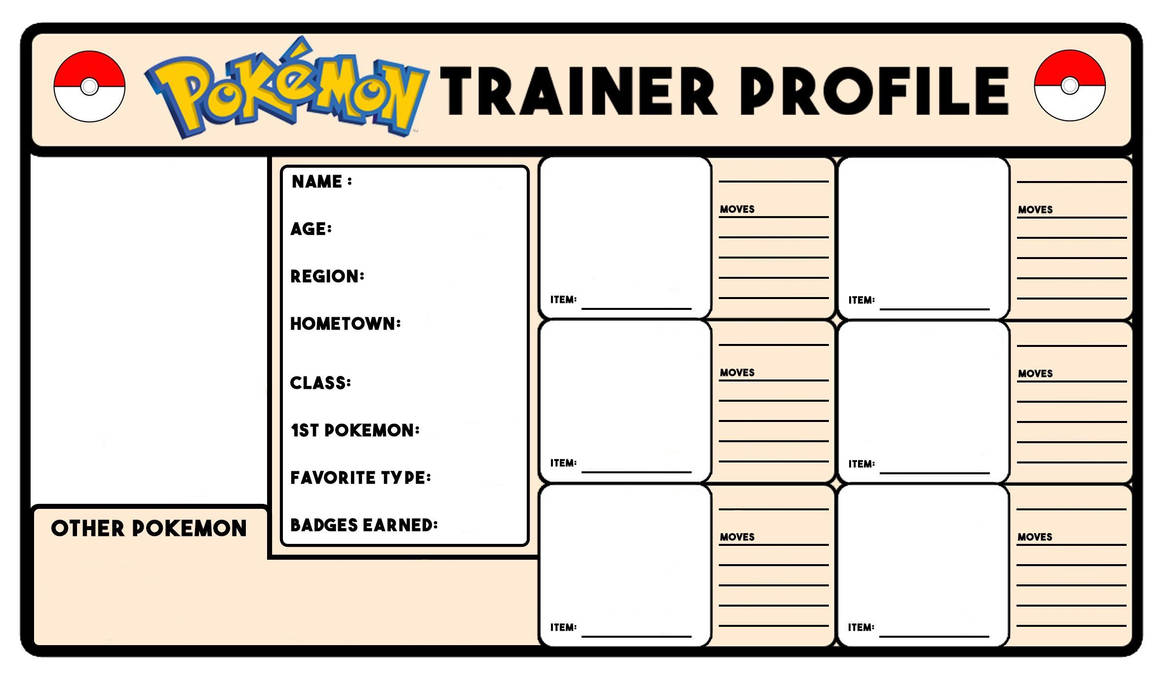 Pokemon Trainer Profile Template by GraciellaSama on DeviantArt