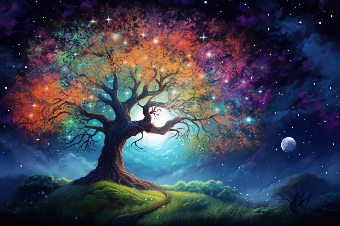 Cosmic Cat Tree Cosmic Tree Of Life by CodeCraftedArt on DeviantArt