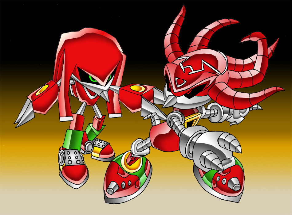 Mecha Sonic vs Knuckles by Nerkin on deviantART