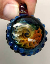 Gold and Silver Fumed Glass Spiral Pendant