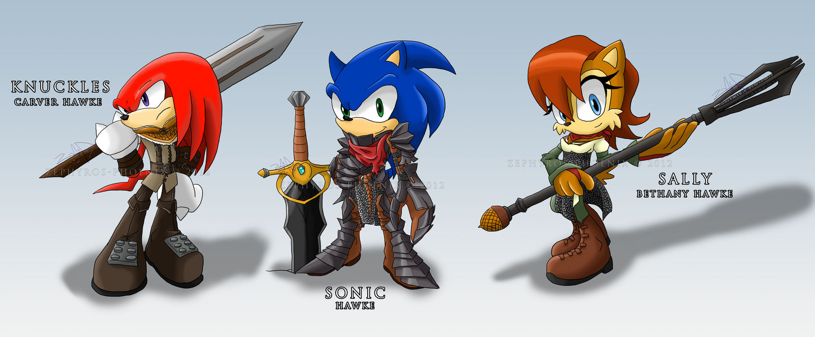 Sonic Age: Sonic, Sally and Knuckles by Zephyros-Phoenix on DeviantArt