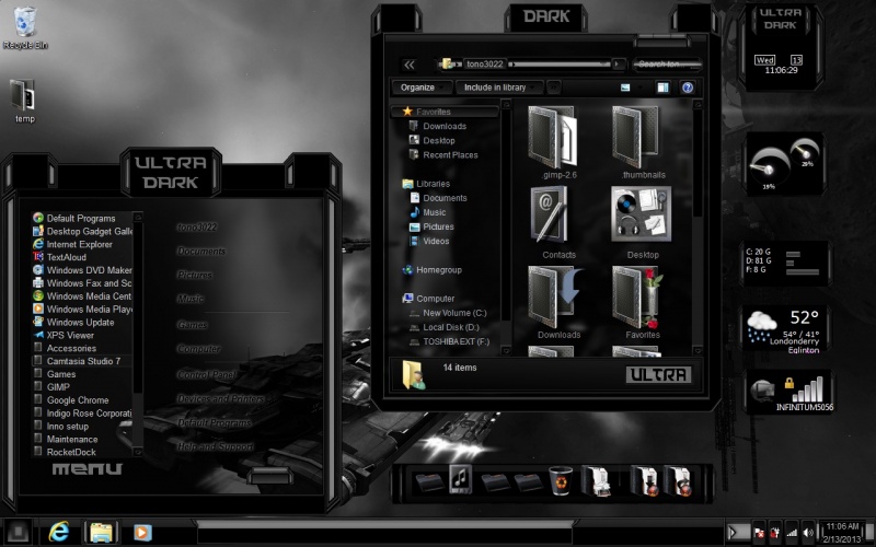 BLACK DARK ULTRA THEME WIN 7