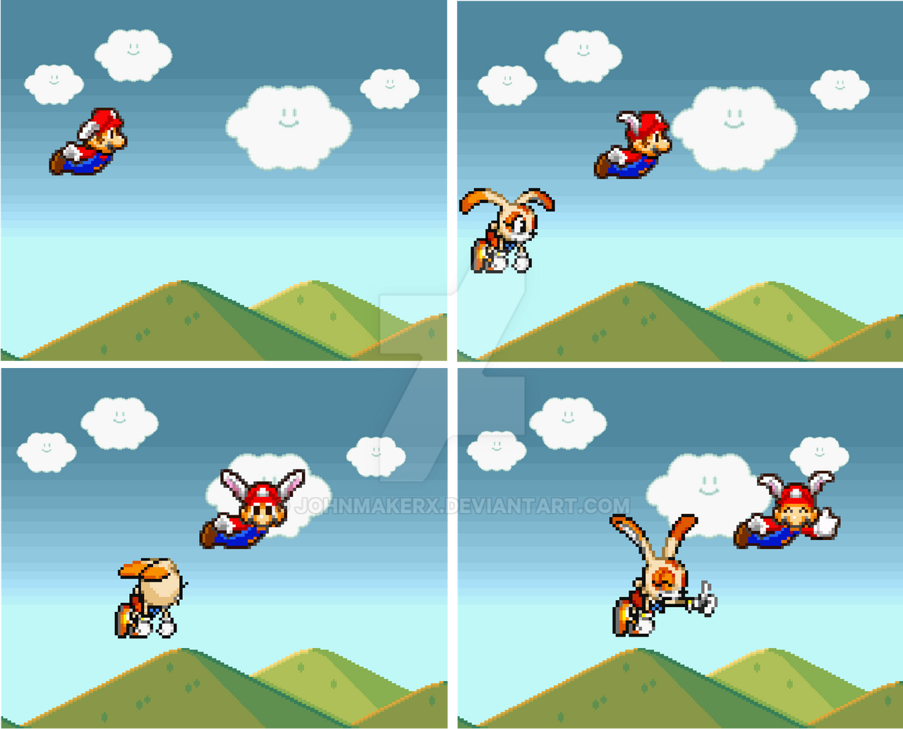 Flying Rabbit Deviantart Two Rabbits Flying by JohnmakerX on DeviantArt