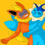 Conjoined Flareon and Vaporeon