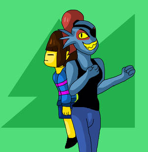 Undyne And Frisk Conjoined Back To Back