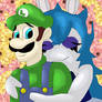 Midnite hugging a shy Luigi