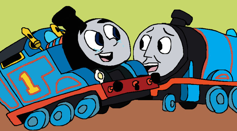 Gordon hugs a crying Thomas 2 by Mojo1985 on DeviantArt