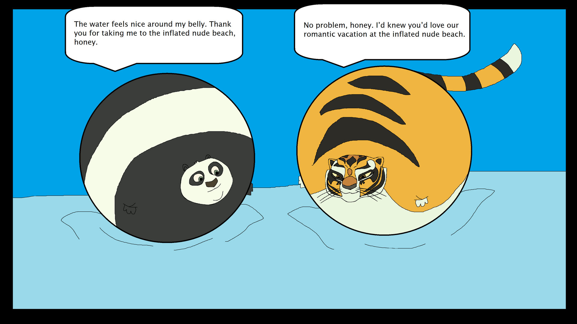 Red Panda Inflation Beach inflation Po and Tigress by Mojo1985 on DeviantArt