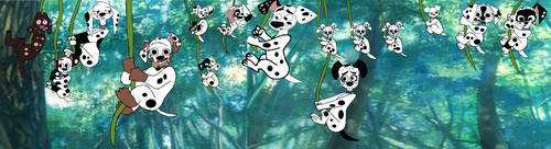 101 Dalmatian Street Pups swings on jungle vines