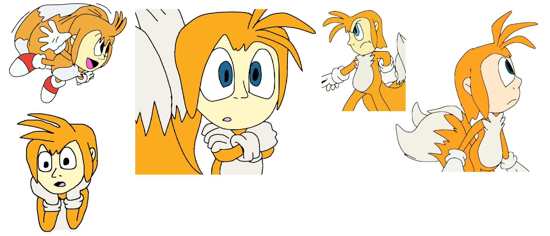 Tails Headshot Human head Tails in different poses 2 by Mojo1985 on DeviantArt