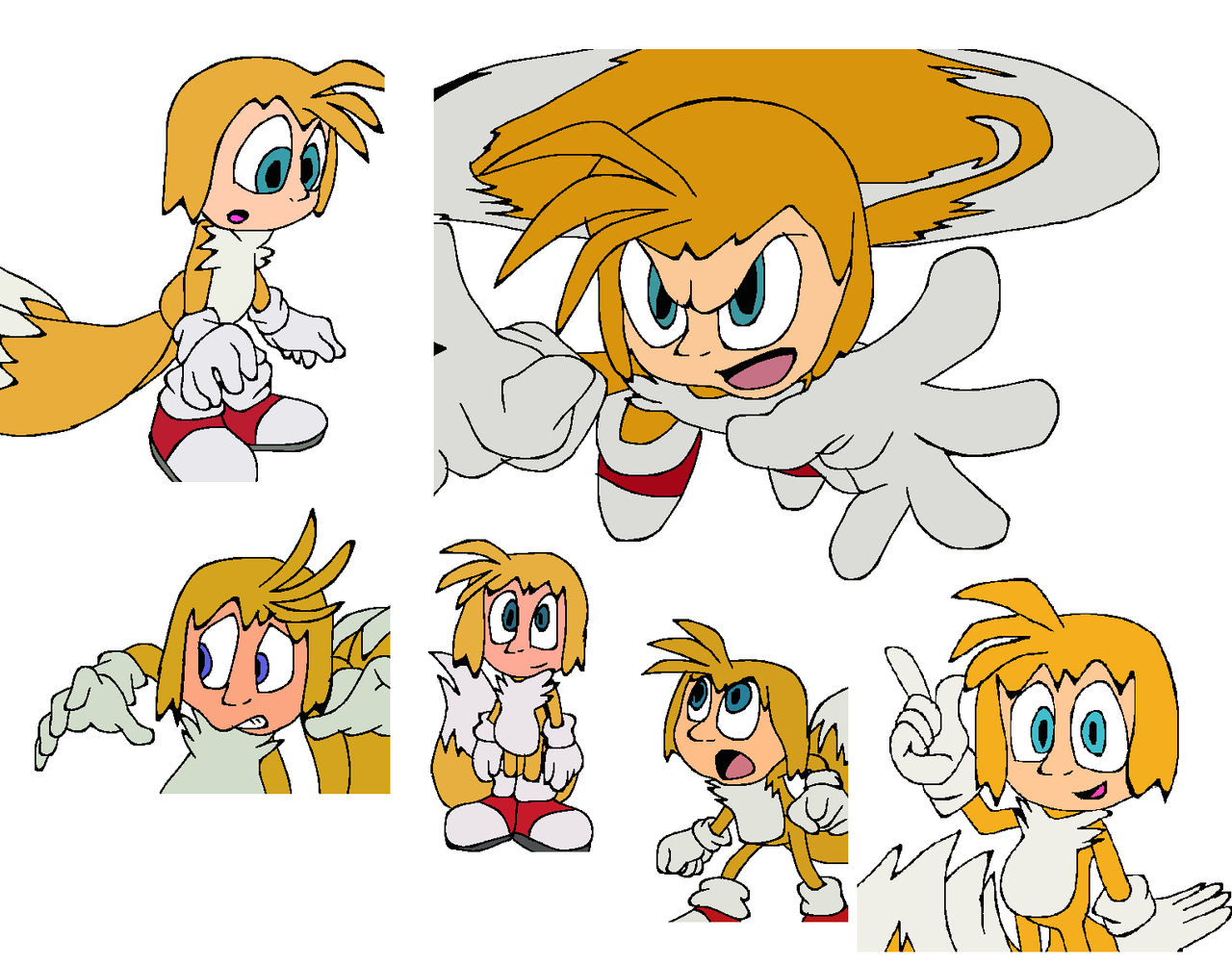 Tails Headshot Human head Tails in different poses 7 by Mojo1985 on DeviantArt