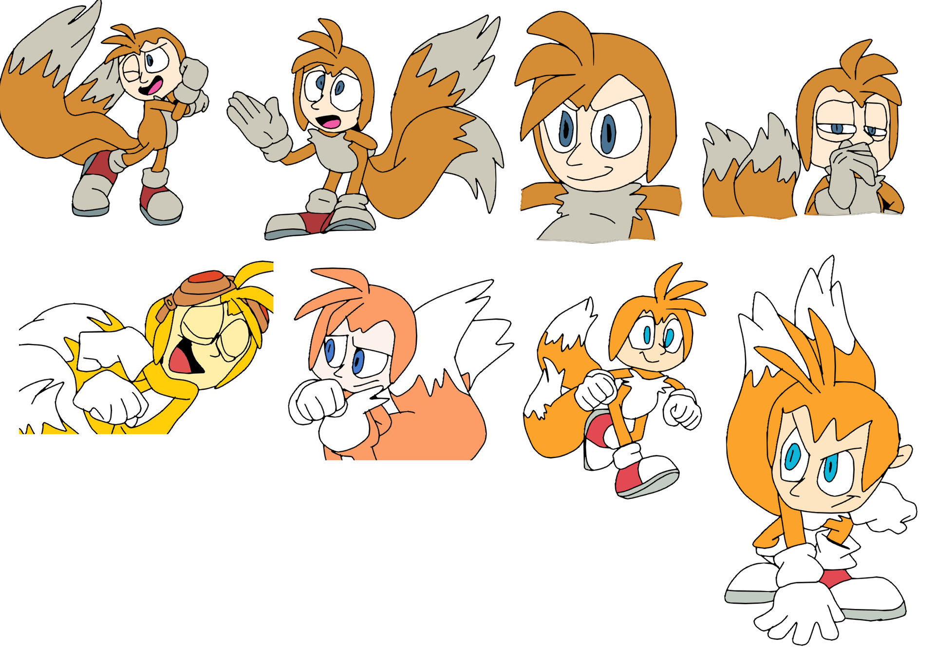 Tails Headshot Human head Tails in different poses 12 by Mojo1985 on DeviantArt