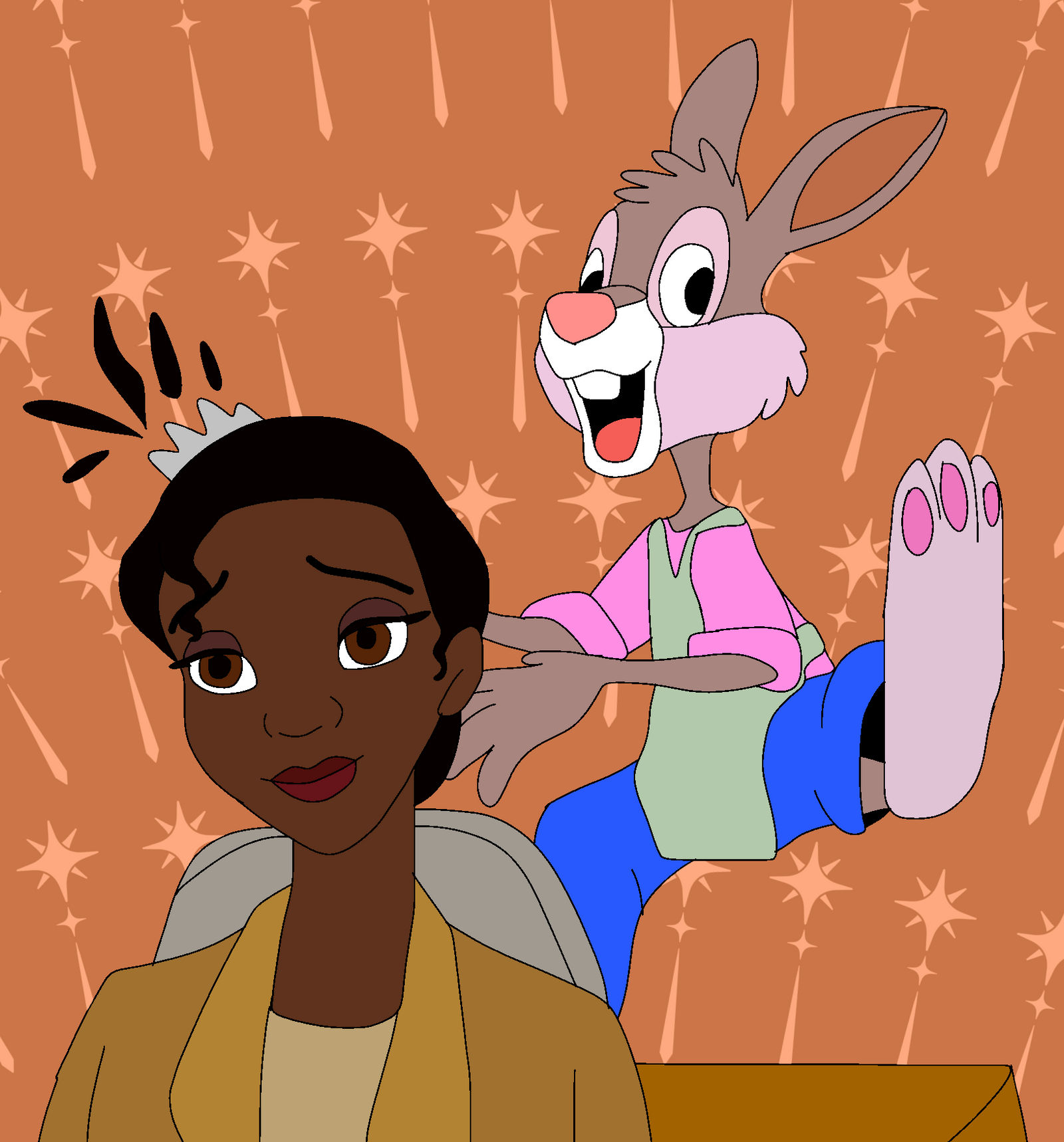 Brer Rabbit giving Princess Tiana a haircut by Mojo1985 on DeviantArt