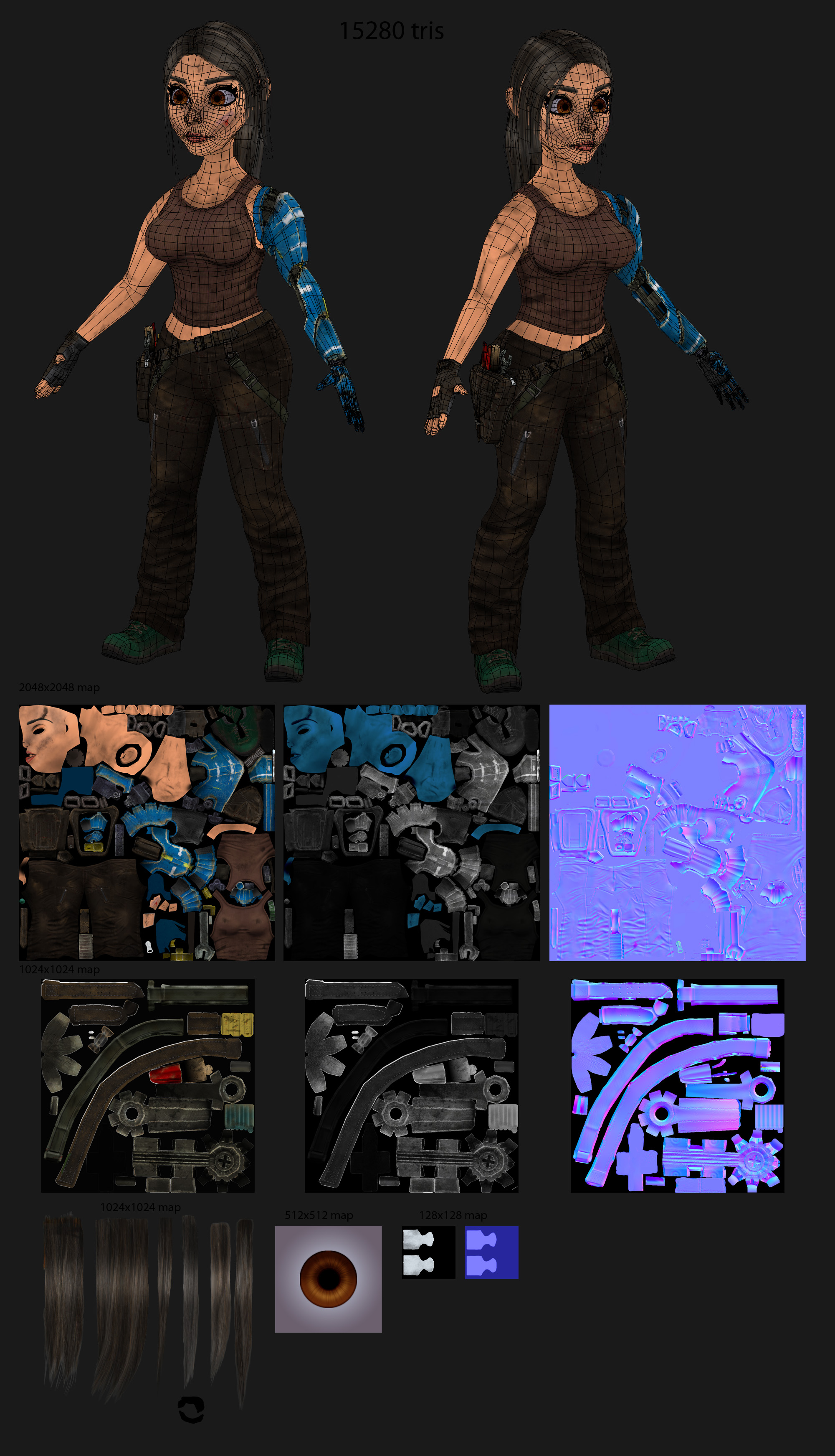 Mechanic wireframe ,textures