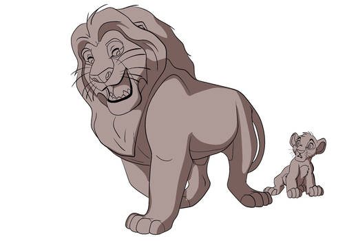 Mufasa and Simba Outline 